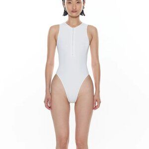 Myra Luxury Swimwear Davis One Piece Vanilla White with Zipper & Open Back Small